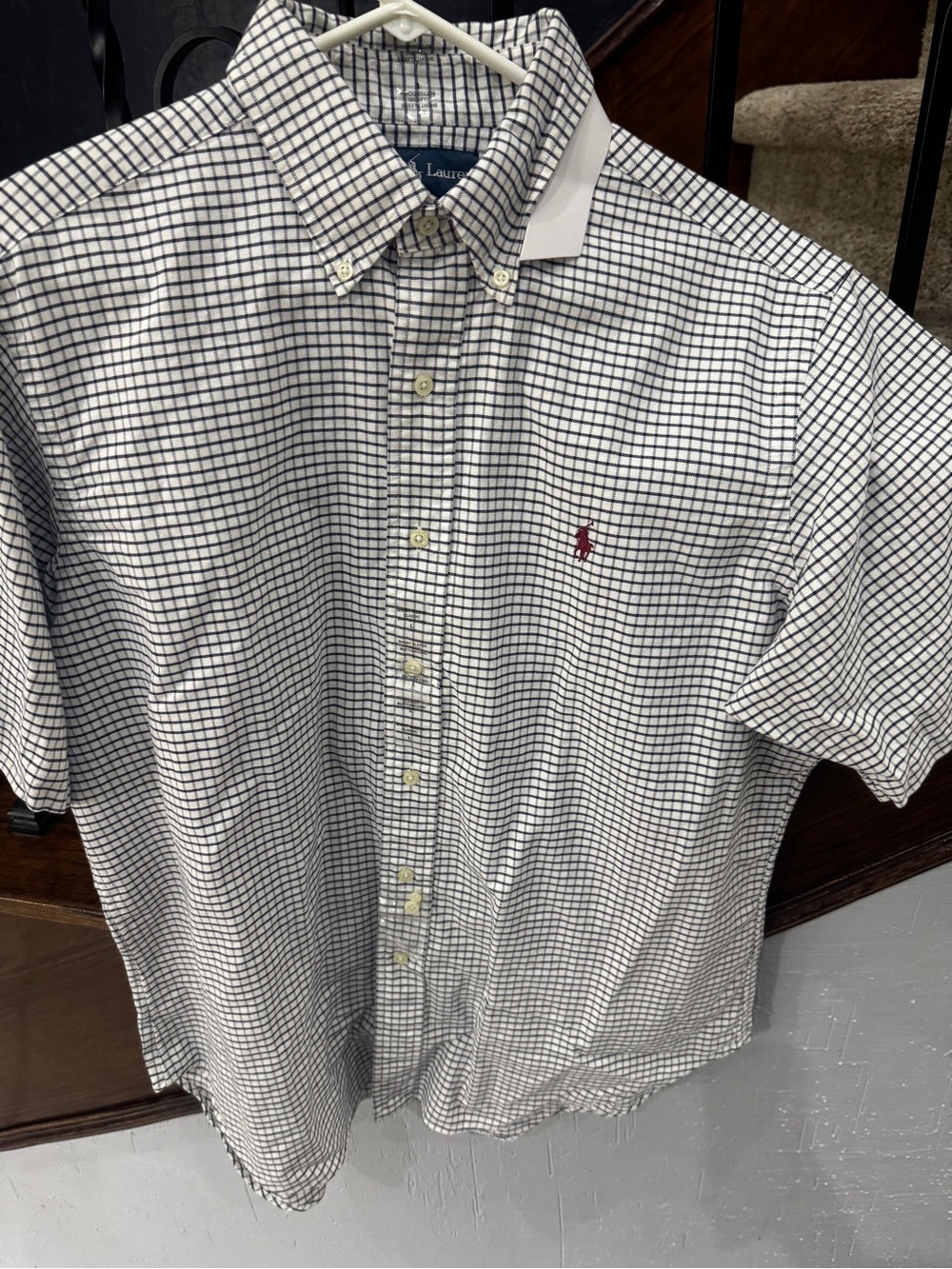 New Ralph Lauren Large Grid Short-Sleeve Button-Down Shirt Texas A&M monogram